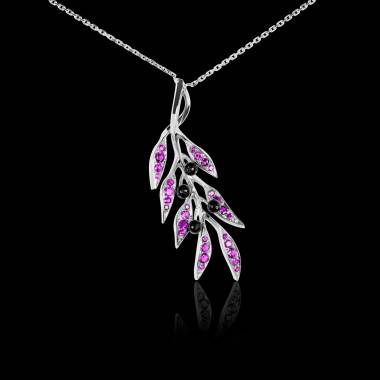 Pendentif saphir rose Branche d'olivier