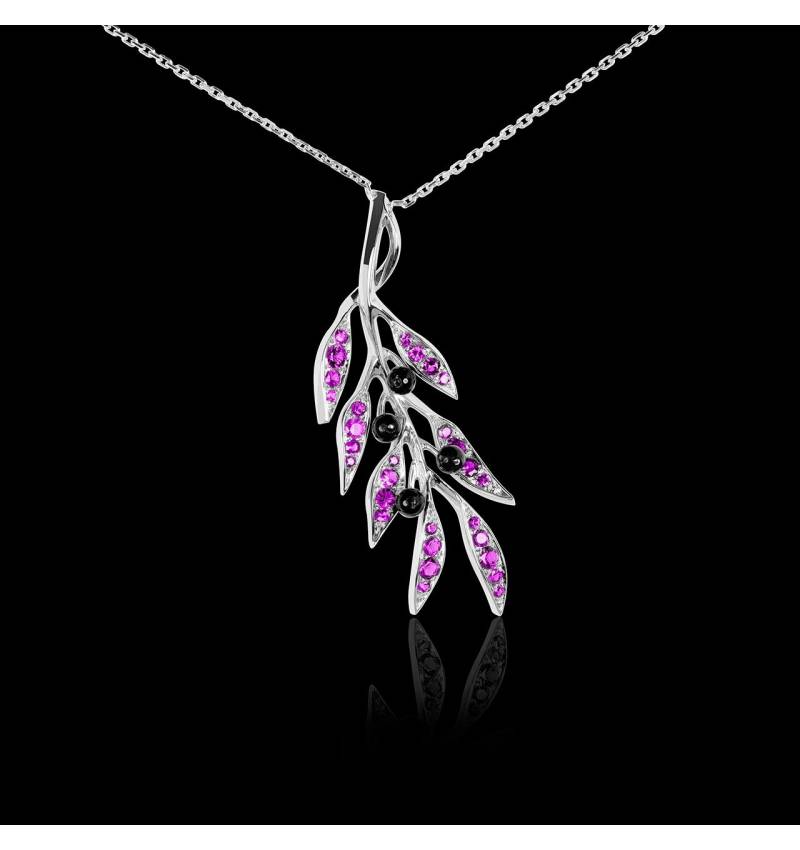 Pendentif saphir rose Branche d'olivier